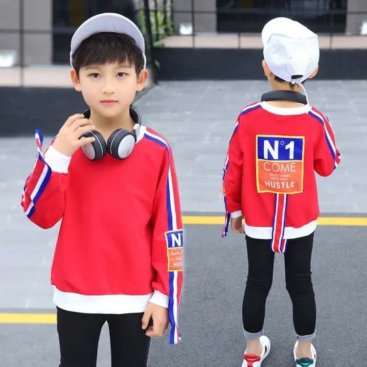 

Children's clothing boy T-shirt 2019 spring autumn new ribbon letter long-sleeved shirt boy sweater