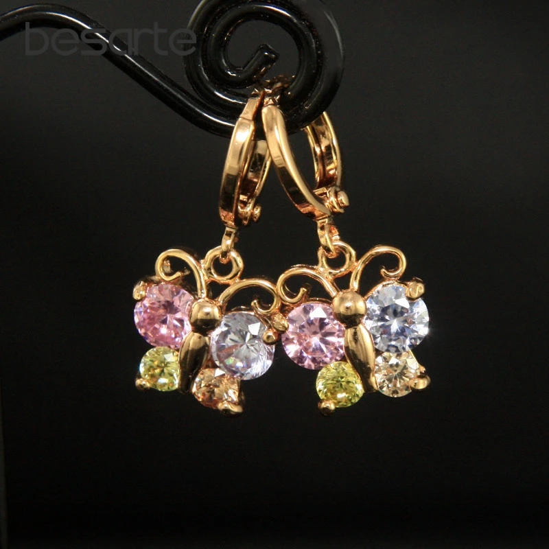 

AAA Zircon Butterfly Long Earrings For Women Boucle D'oreille Femme Pendientes Mujer Aros Oorbellen Orecchini Earing Gold EH37M