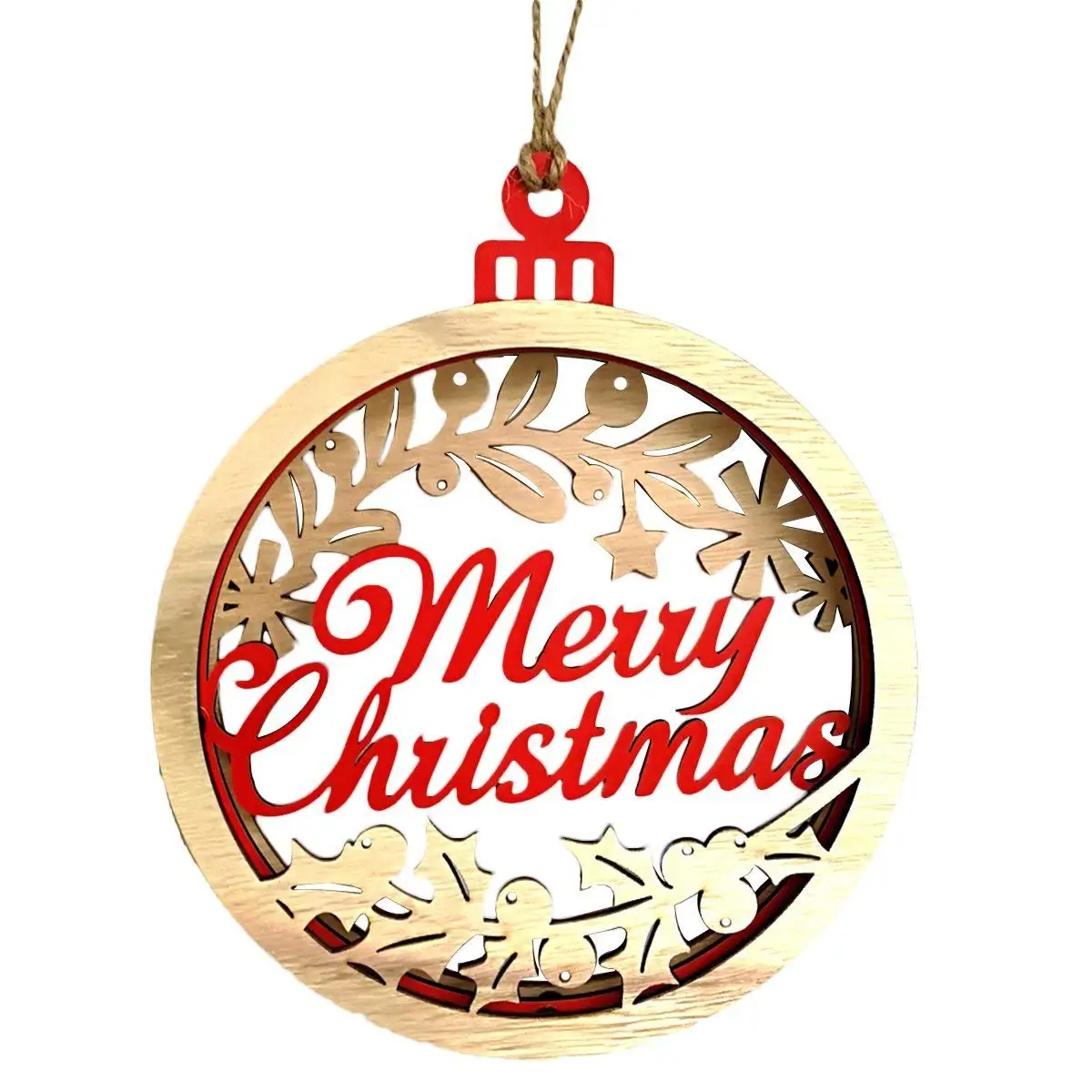 Large Wooden 3D Merry Christmas Pendant Christmas Hanging Decor Light