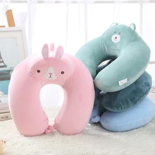 Мультяшные животные кролик медведь u-образная офисная ворсовая подушка для шеи плюшевая мягкая подушка для путешествий автобус спящий креативные мягкие животные плюшевые подушки