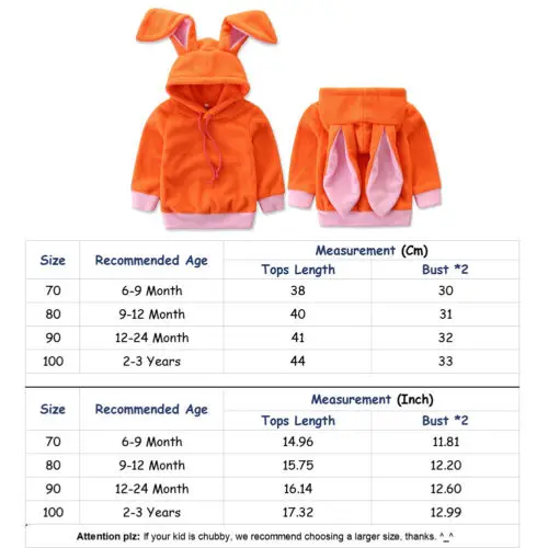 Толстовки с капюшоном для маленьких девочек, пуловер с кроличьими ушками, пальто с капюшоном зимняя верхняя одежда для детей от 6 месяцев до 3 лет, Пасхальный костюм