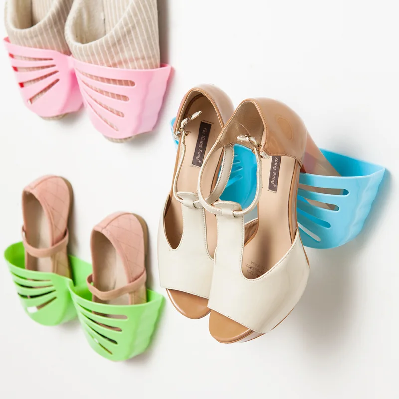 

Sale New Convenient Home Shoe Holder Wall-Mounted Sticky Hanging Shoes Shelf Hook Shelf Rack Organiser Storage Holder