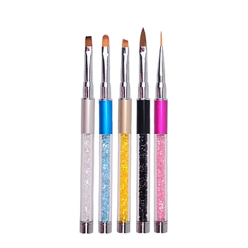 

Professional 5pcs Nail Art Painting Brushes Diamond Acrylic Handle Sculpture Dual Tipped Nail Art Brush Pen Set New