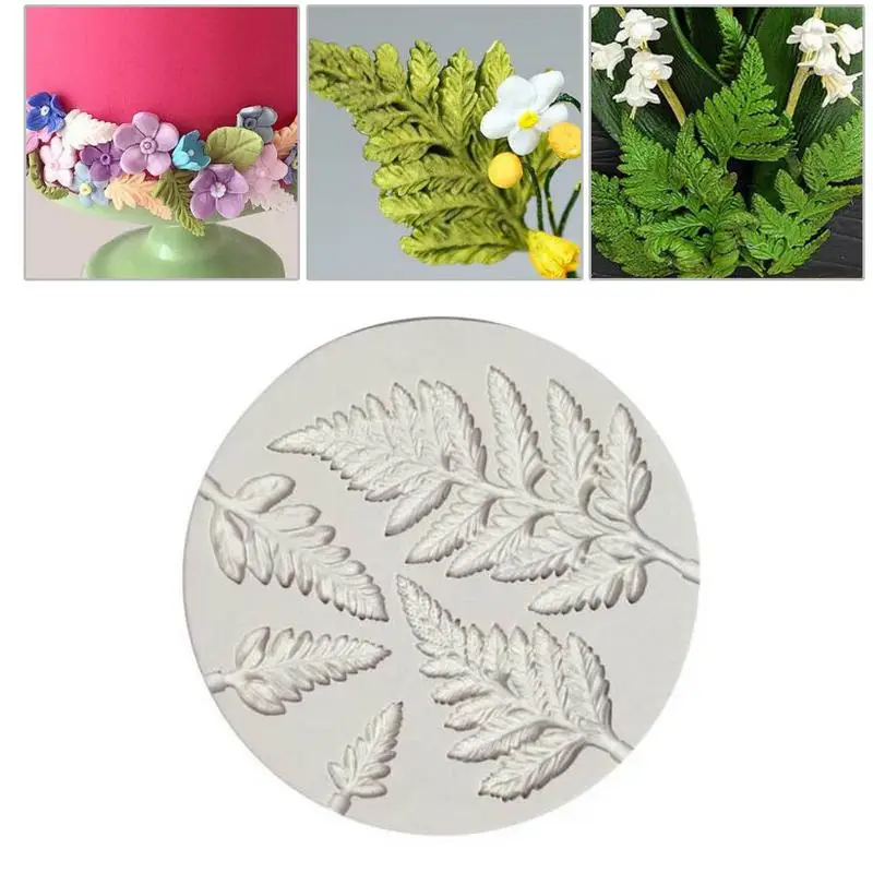 

Round Fern Leaf Shape Liquid Silicone Mold Fondant Cake DIY Polymer Clay Epoxy Molding Tool Baking Mold B157