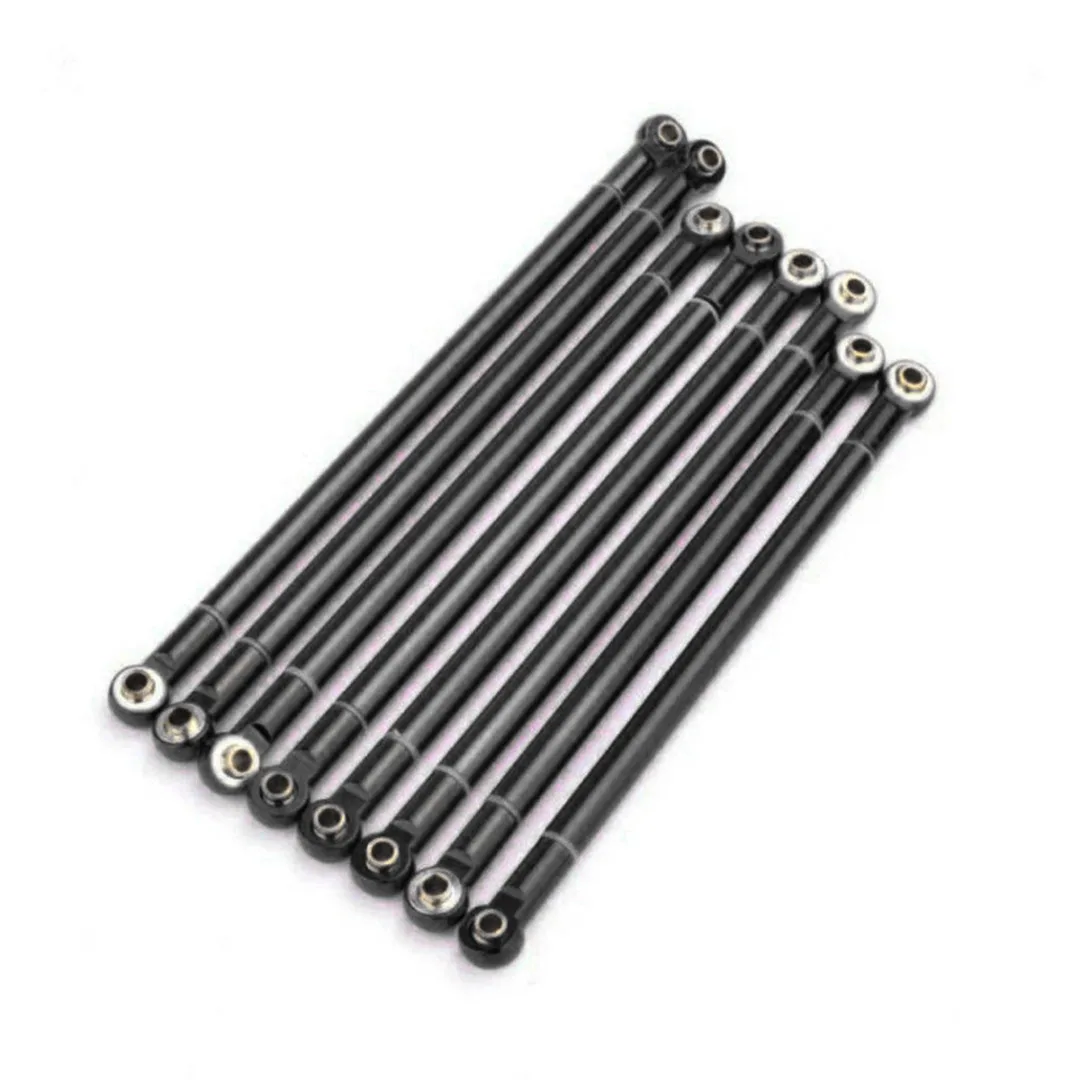 8Pcs  Aluminum Alloy Link Rod Pull Rod 313mm Wheelbase Metal Pull Rod For1/10 Axial SCX10 RC Car Truck Rock Crawler