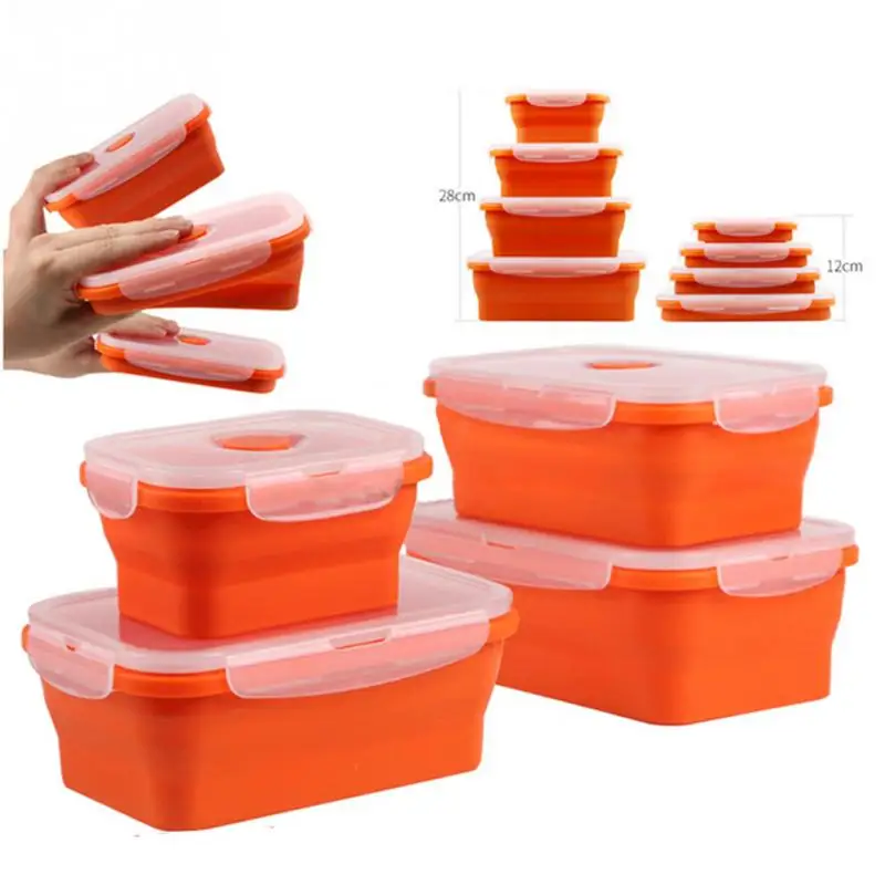 

Food container Rectangular Silicon Food Seal Container Box Foldable Crisper Eco-friendly Lunch Box for Travelling Camping #1029
