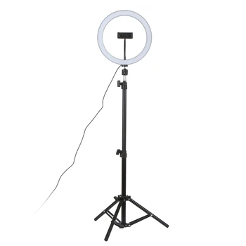 

DC5V 7W LED Light Round Selfie Camera Lamp Telescopic Tripod 10 Levels Temperature Changing/ 360° Rotatable Illumination Angle