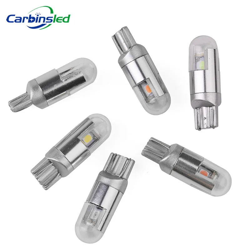 

CARBINS 10PCS T10 W5W LED Bulb SMD 3030 192 501 Tail Car Lamp Side Bulb Wedge Clearance Light Dome Light Auto Styling DC 12V