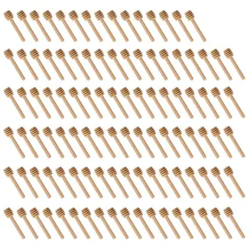 

100 Pack Of Mini 3 Inch Wood Honey Dipper Sticks, Individually Wrapped, Server For Honey Jar Dispense Drizzle Honey, Wedding P