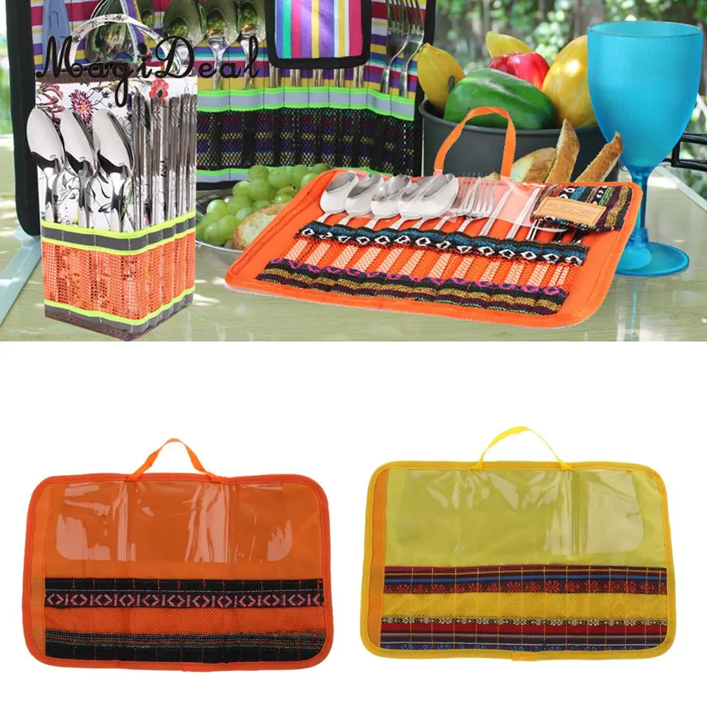 Portable Folding Picnic Camping BBQ Cutlery Storage Bag Chopsticks