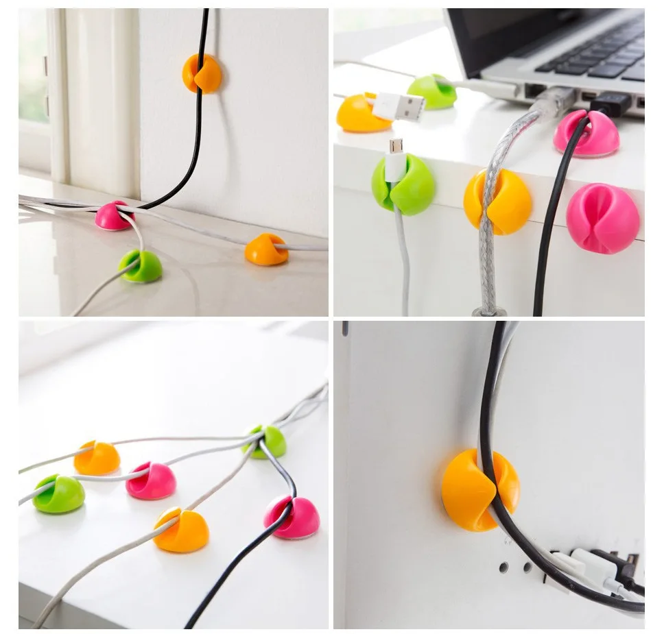 

3pcs Solid Wire Clip Organizer Office Accessories Bobbin Winder Wrap Cord Cable Manager for Mouse USB Keyboard Lines