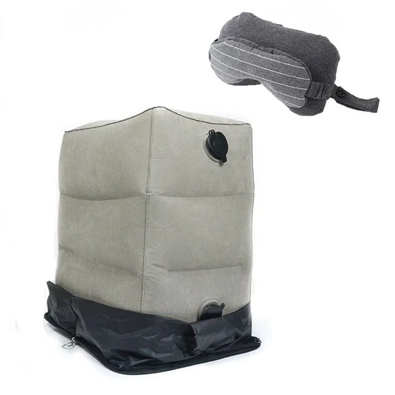 

Travel Inflatable Foot Cushion & Neck Pillow Eye Mask Set Airplane Train Car Travel Rest Pillow Accessories Sleeping Pillow