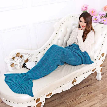 

Fashion Adults Mermaid Tail Blanket Summer Quilt Crochet Mermaid Blanket Super Soft All Seasons Sleeping Knitted Blankets Gifts