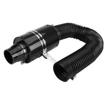 

76mm Car Universal Carbon Fiber High Flow Cold Air Filter System Intake Induction Pipe Hose Kit Air Intake Kit