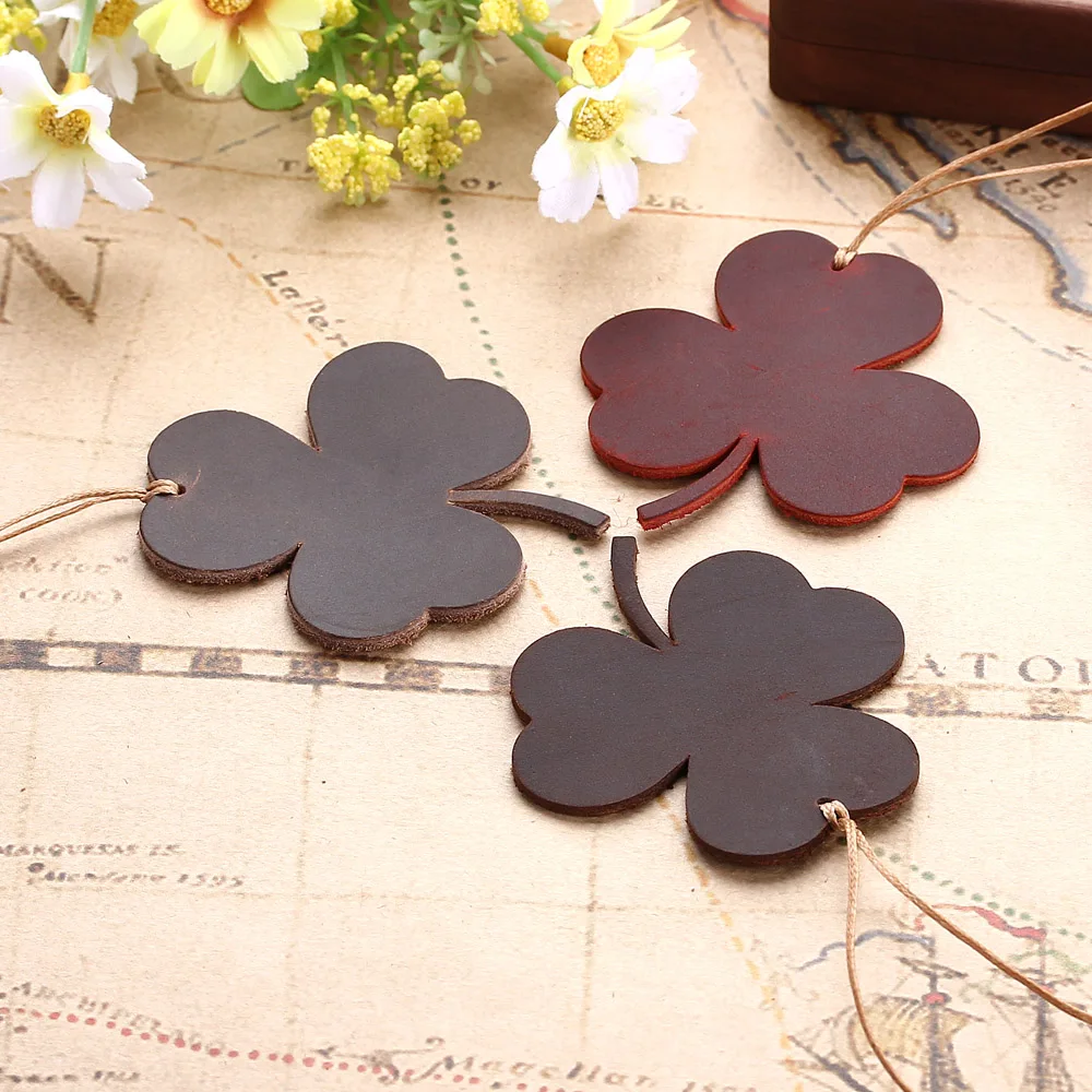 

Handcrafted Vintage Leather bookmarks Handmade First Layer Cowhide Retro Flower Shape Art Leather Card Tag Crazy Horse Skin