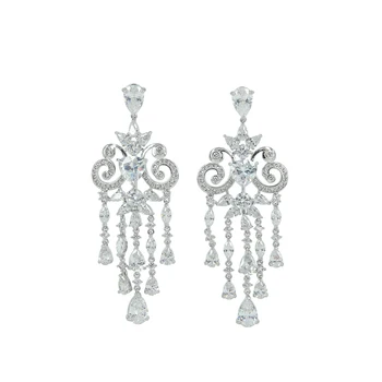 

Full CZ Cubic Zirconia Drop Dangle Bridal Wedding Earring Chandelier Earrings for Women Jewelry CE10120