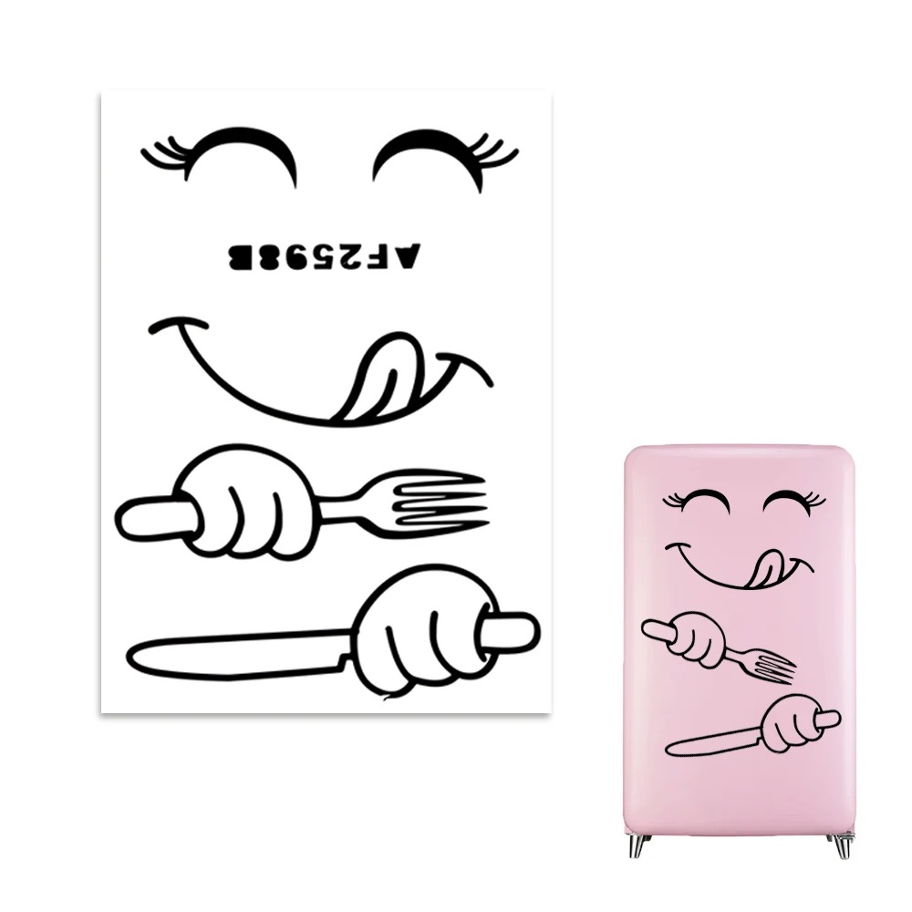 Cute Fridge Sticker Decoration Stickers Home Decors Vinyl Stickers For Kitchen Fridge Wall Wall Stickers Happy Delicious Face