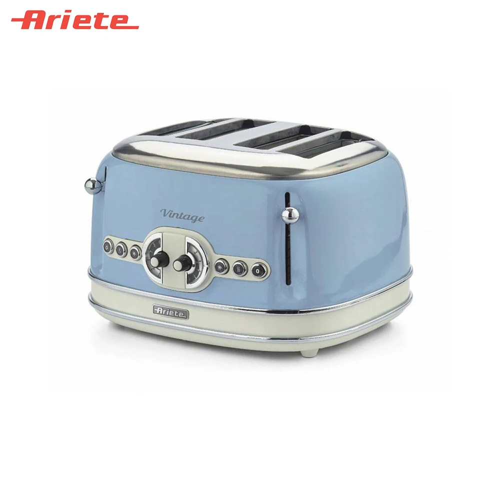 Toasters Ariete 8003705114951 Household Automatic Bread Toaster Baking Breakfast Machine Stainless steel 4 Slices Bread Maker