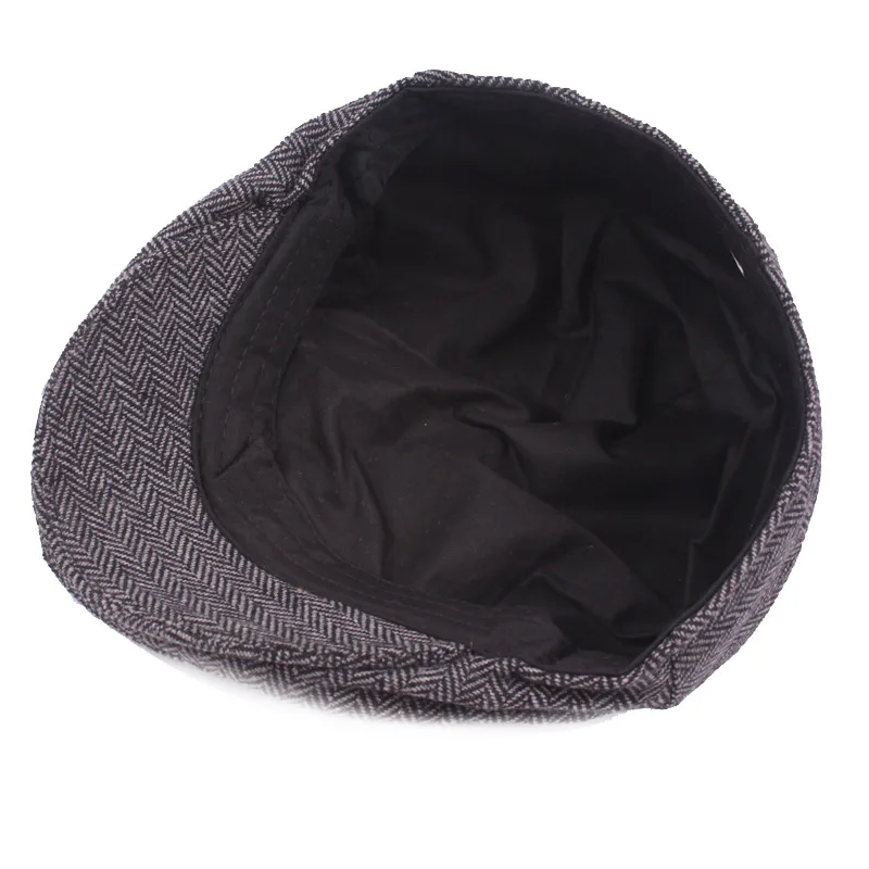 Осенне-зимняя мужская кепка в британском западном стиле, шерстяная Современная Кепка с плоским плющом, Классическая винтажная полосатая Кепка-берет
