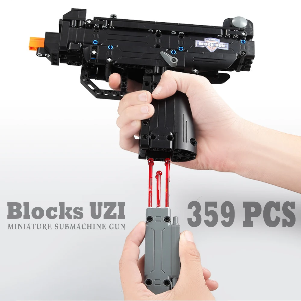 Toy Gun Building Blocks UZI Submachine Gun Model Legoed Compatible Military Bricks Weapon Set Kids Outdoor Toy for Children Boys Toy Gun Building Blocks UZI Submachine Gun Model Legoed Compatible Military Bricks Weapon Set Kids Outdoor Toy for Children Boys