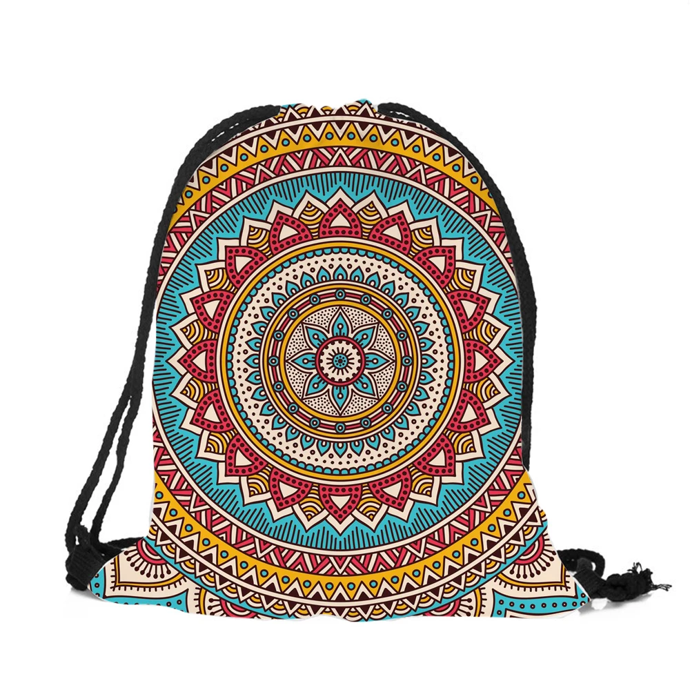Мандала Цветочный Печать Drawstring Рюкзак 2018 новый модный рюкзак для мужчин и женщин