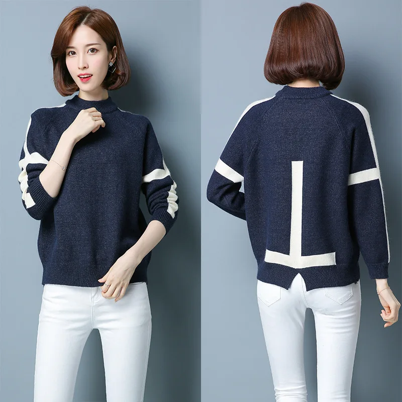 Sweater Female 2019 Autumn And Winter New Style Women Korean-Style Fashion Loose Pullover Mock-Neck Knitted Bottoming Sweater Sweater Female 2019 Autumn And Winter New Style Women Korean-Style Fashion Loose Pullover Mock-Neck Knitted Bottoming Sweater