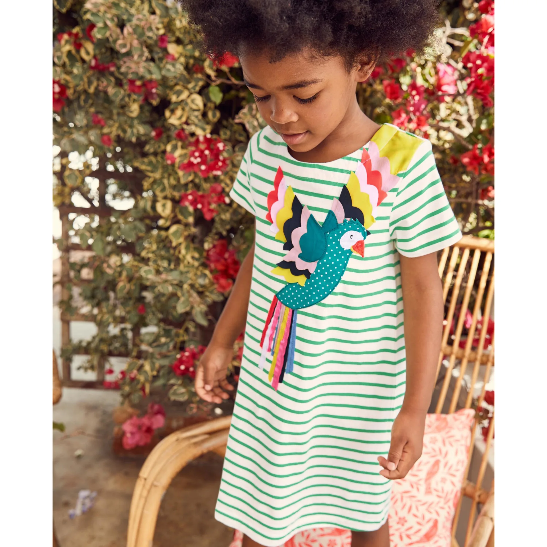 

Summer children Dresses for girls cartoon parrot cotton short-sleeved dress 2019 new girls animal print princess dress Vestidos