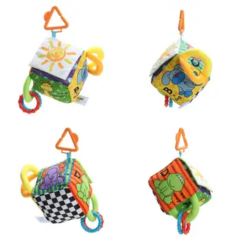 

Cute Baby Toys Cartoon Animal Cube Book Plush Ball Teether Toys for Children Newborns Soft Books Stroller Hanging Rattles 0-12