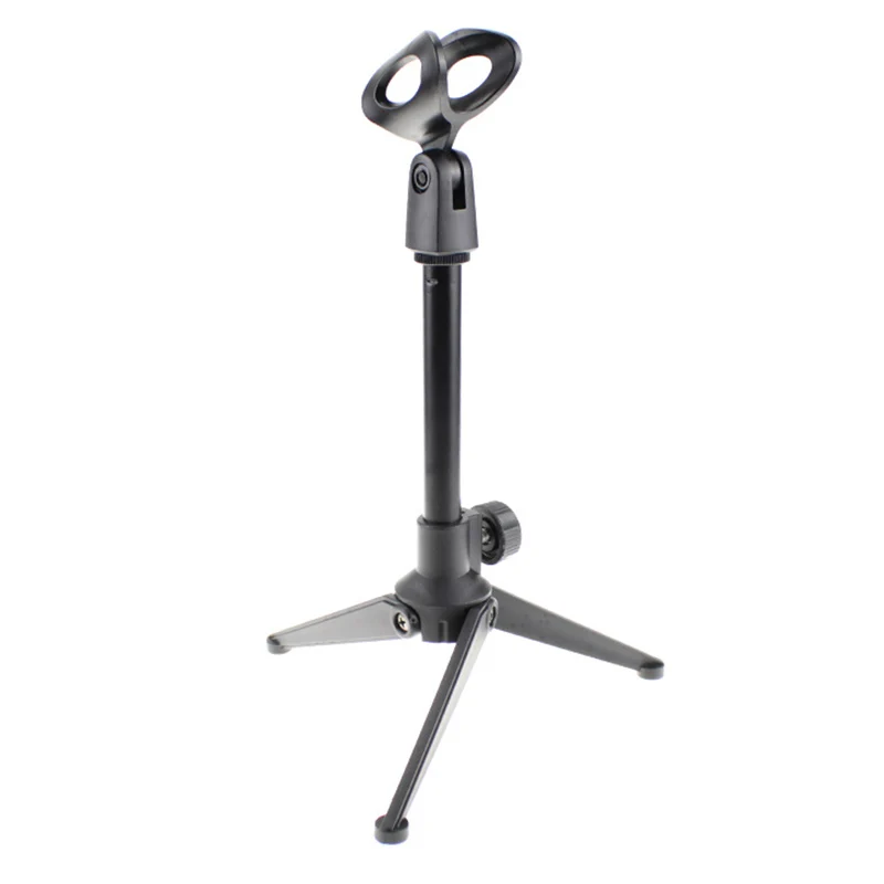 

Desktop Microphone Tripod Foldable Microphone Stand Holder Adjustable Mic Clip Mount Shock For Table Karaoke Microphones Black