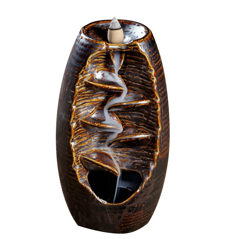 

Backflow Incense Burner Ceramic Aromatherapy Furnace Smell Aromatic Home Office Incense Road Crafts Tower Incense Holder