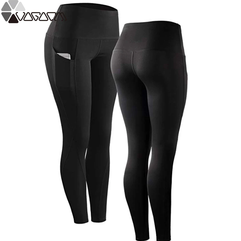 

Yoga High Waist Pocket Gym Women Legging Flex Seamless Black Femme Hip Up Pants Fitness Jogging Workout Mujer Breathable Gym Sha