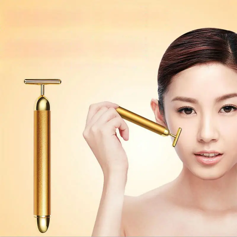 Массажер для лица похудения 24k Gold Vibration Beauty Bar укрепляющий роликовый массажер