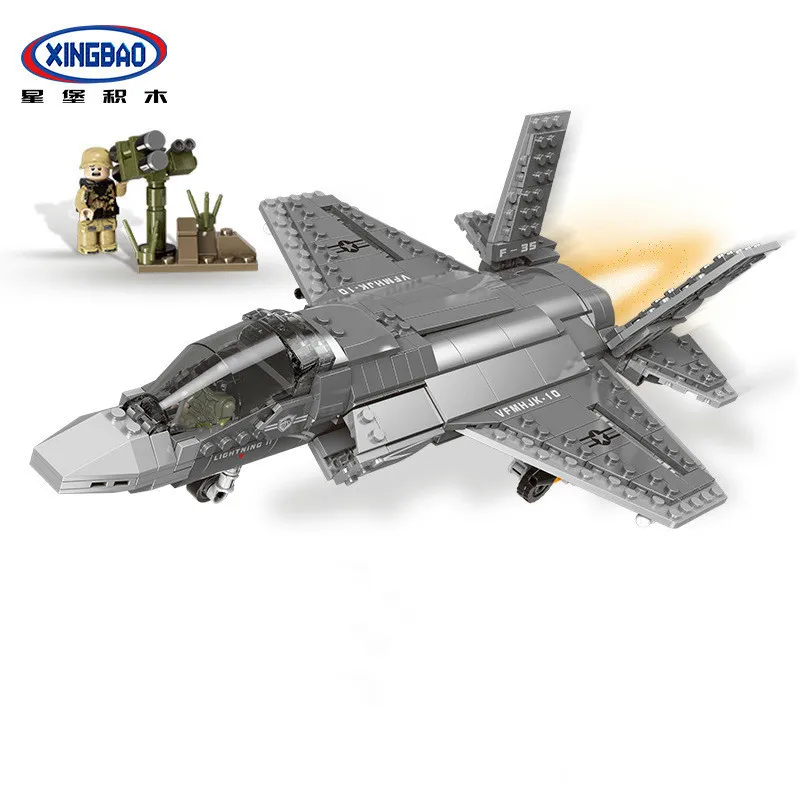 

Xingbao Building Blocks Military Aircraft Plastic Brick Kids Toys For Children Militar F35 Assemble Model DIY Kit Free Shipping