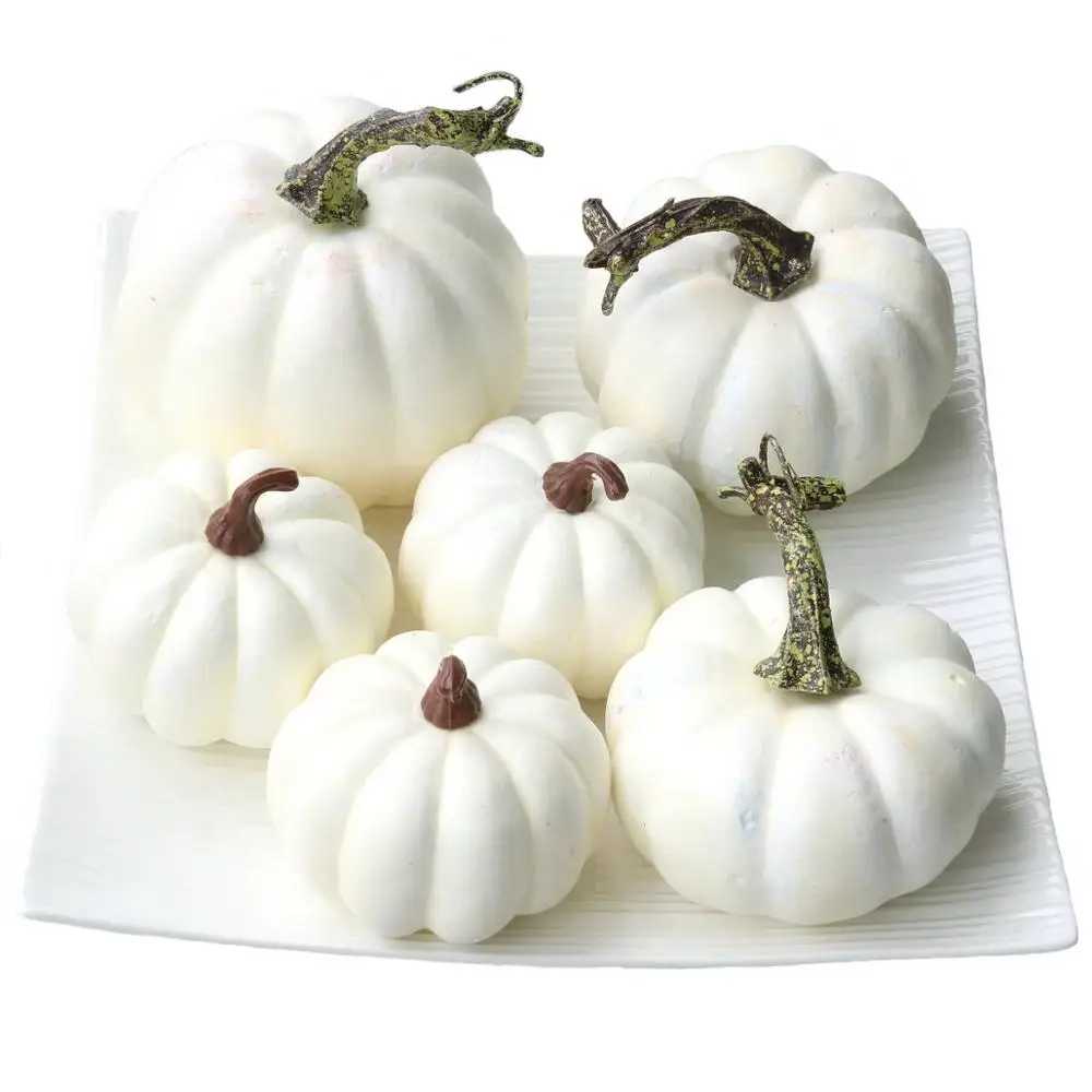 

Gresorth 6 PCS Fake White Pumpkins Fall Autumn Halloween Christmas Decoration