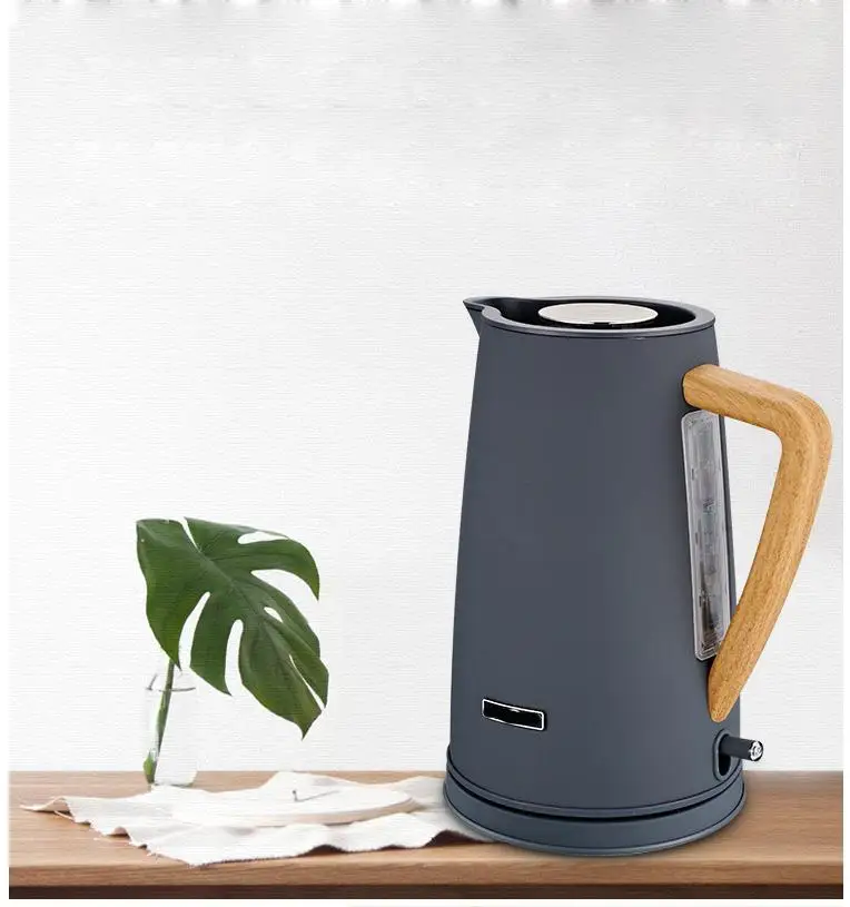 

1800W Stainless Steel Electric Kettle with Wooden Plastic Handle 1.7L #304 Food Grade SS Heating Water in 5 Minutes