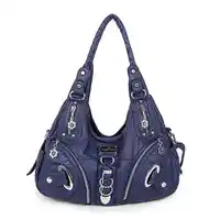Elegant Women Handbag Punk Metal Design PU Leather Shoulder Bag For Girls Ladies Casual Female Totes Hobos 2019 New