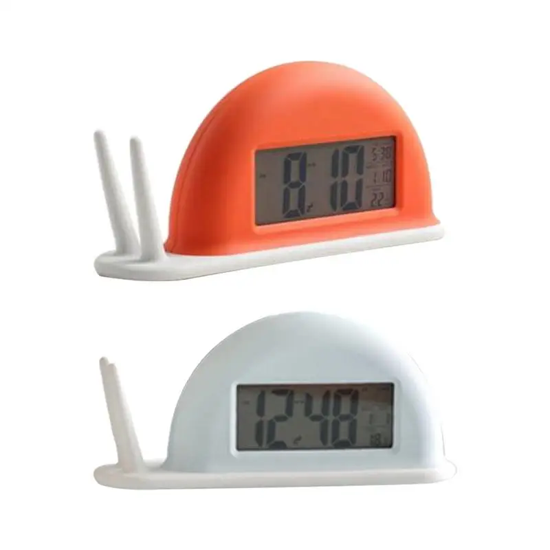 

LED Intelligent Snail Shape Mirror Alarm Clock Digital Snooze Table Clock Temperature Calendar Display Home Decoration Clock