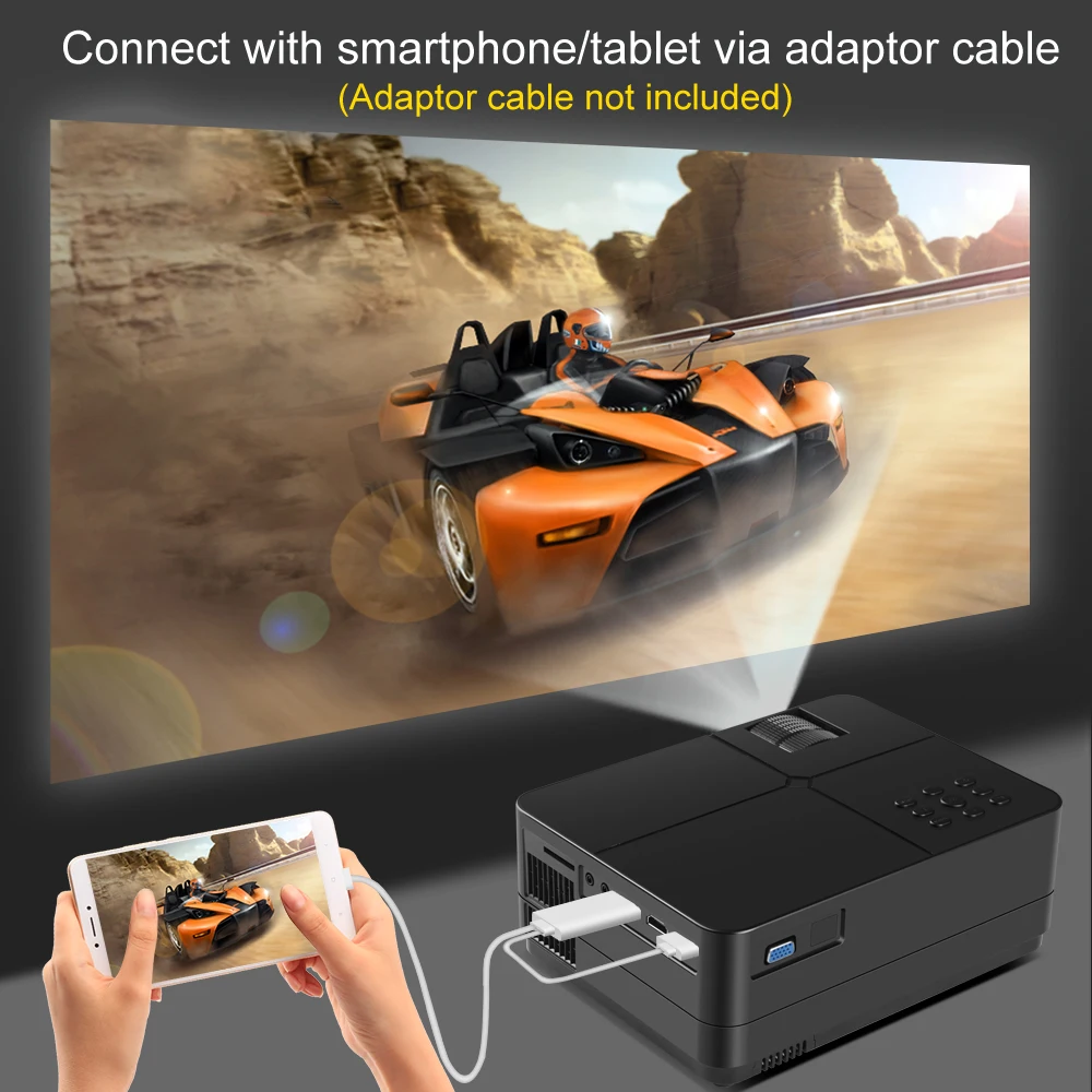 BYINTEK K7 الروبوت الذكية واي فاي LED البسيطة المحمولة فيديو HD العارض ل فون باد كمبيوتر لوحي (تابلت) وهاتف ذكي لعبة 1080 P المسرح المنزلي