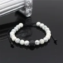 Ручной шнур натуральный 8 мм вулкан белый сосновый камень вязаный браслет украшение на нитке мужские и женские бусы