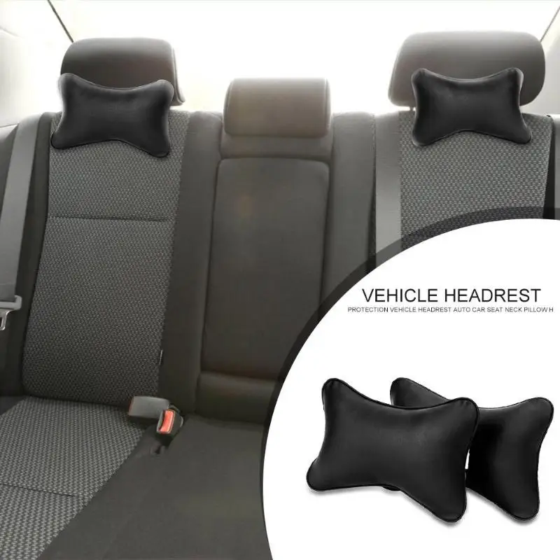 

VODOOL PU Leather Car Seat Neck Pillow Safety Protection Vehicle Auto Headrest Neck Rest Seat Head Support Pillows Cushion Pads