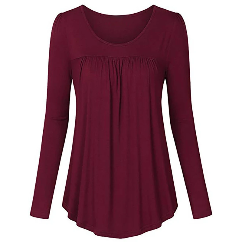 Women's Blouse Casual Womens Long Sleeve Tops Solid Ladies Blouses Tunic Female Tops Women Blouse Shirt Solid Color Ladies Shirt