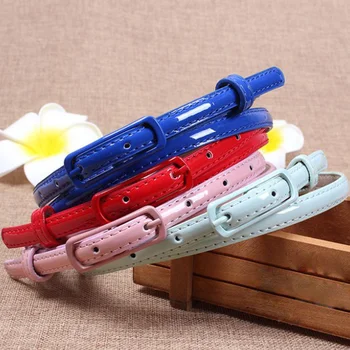 

Womens Patent Leather Belt Sweetness PU Leather Belts Candy Color Thin Skinny Waistband Adjustable Belt Woman Belts For Dress