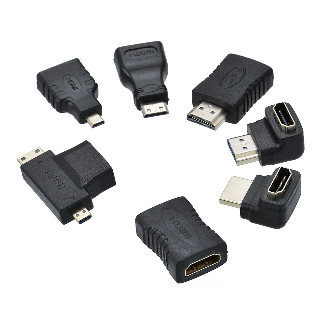 

New 7pcs HDMI Mini Micro Adapter Extender Converter Black Gold Plated HDMI Adapters Connector Kit For HDTV