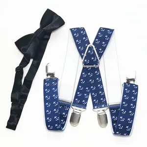 Image for Kids Anchor Print Suspenders Bow Tie Sets Boys Gir 