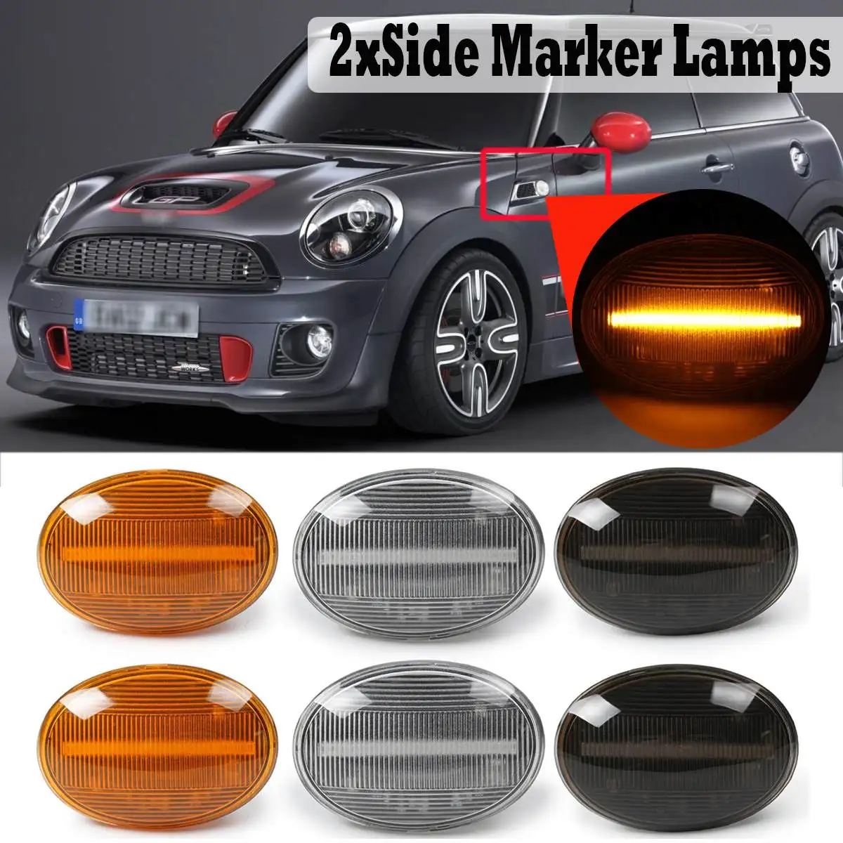 

2pcs Side Repeater Light Lamp LED Side Marker Turn Signal Lights Indicator For BMW for MINI Cooper R55 R56 R57 R58 CL-R56-LSM-SM