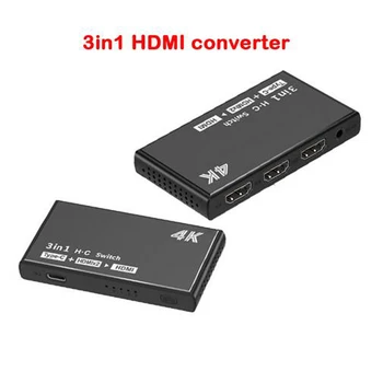 

3 Input 1 Output Type-C To HDMI 4K*2K Video Switcher Splitter Box Ultra HD for DVD HDTV Xbox PS3 PS4 Screen Mirroring