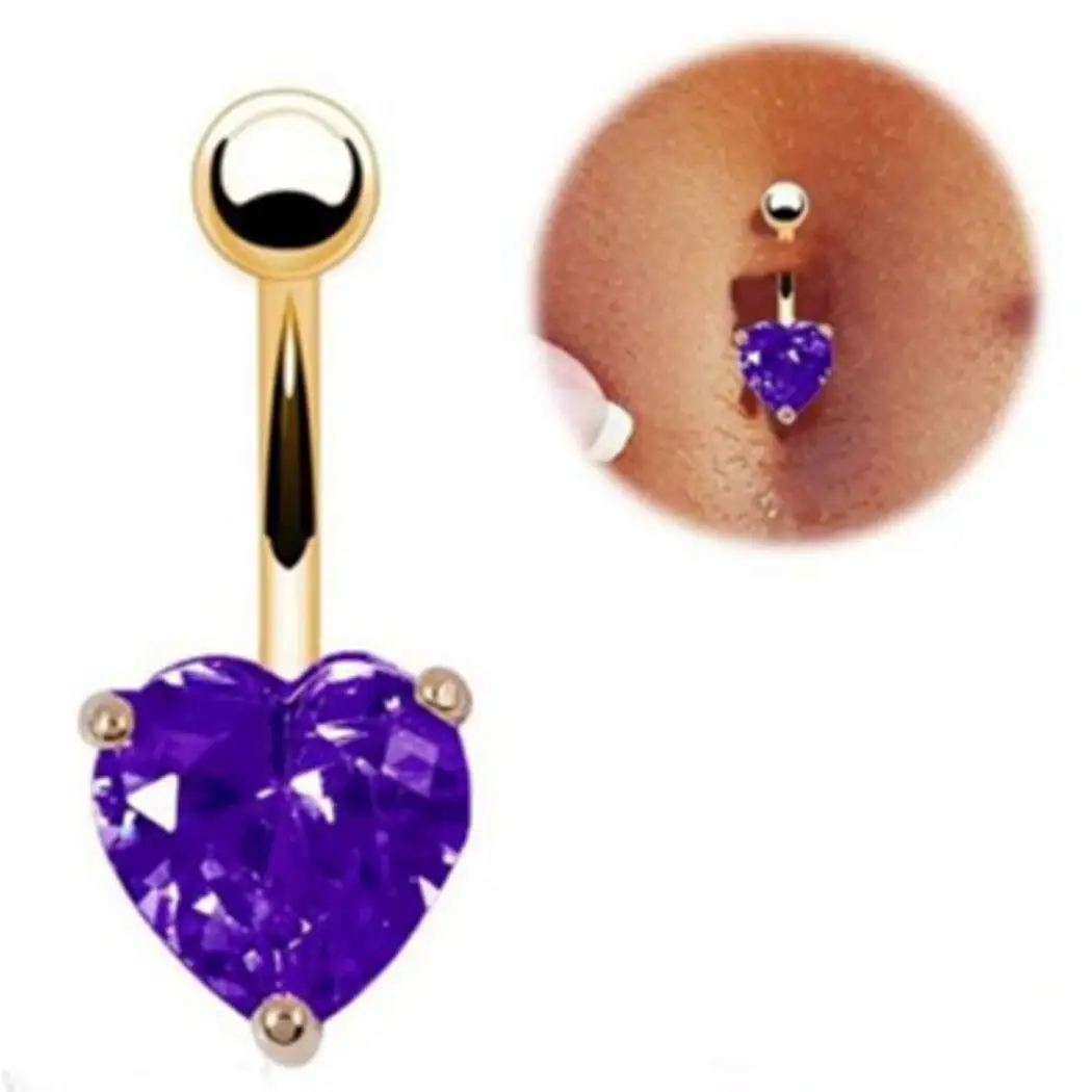 

Casual Navel Screw Party Button Back Belly Shape Ring Heart Rhinestone Body Club etc Bar Color Piercing Jewelry Women