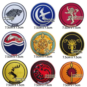 

Game of Thrones Fabric Iron On Patch, Stark Targaryen Tyrell Lannister Tully Greyjoy Arryn Baratheon DIY Clothing Accessories