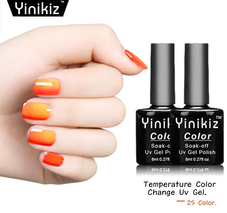 Yinikiz Температура изменение Цвет УФ-гель для ногтей 8 ml Soak гелевое лаковое покрытие