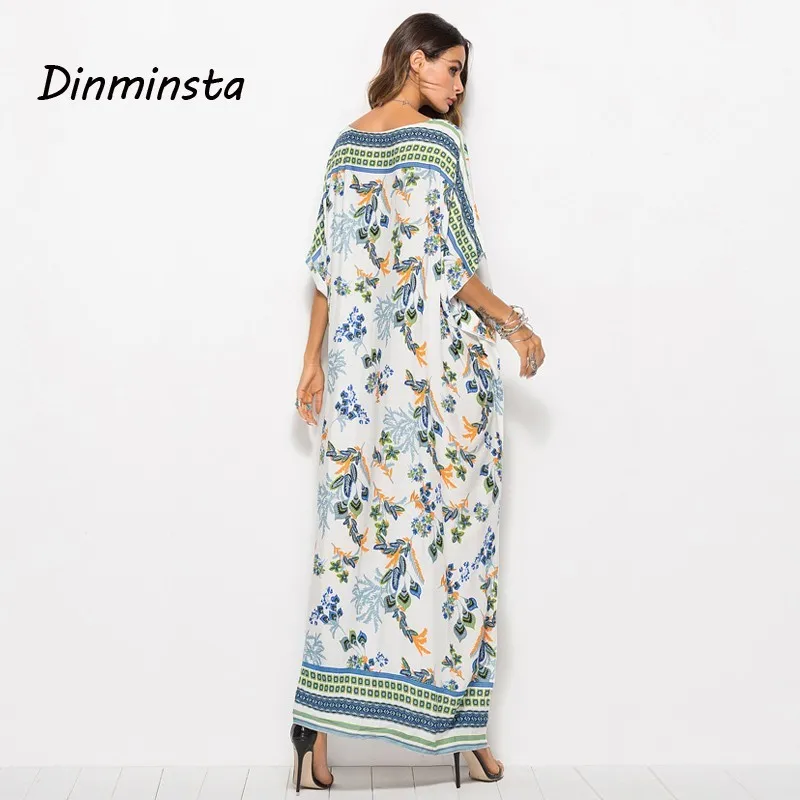 Женский длинный кафтан в стиле бохо Dinminsta Пляжное богемное Платье макси с